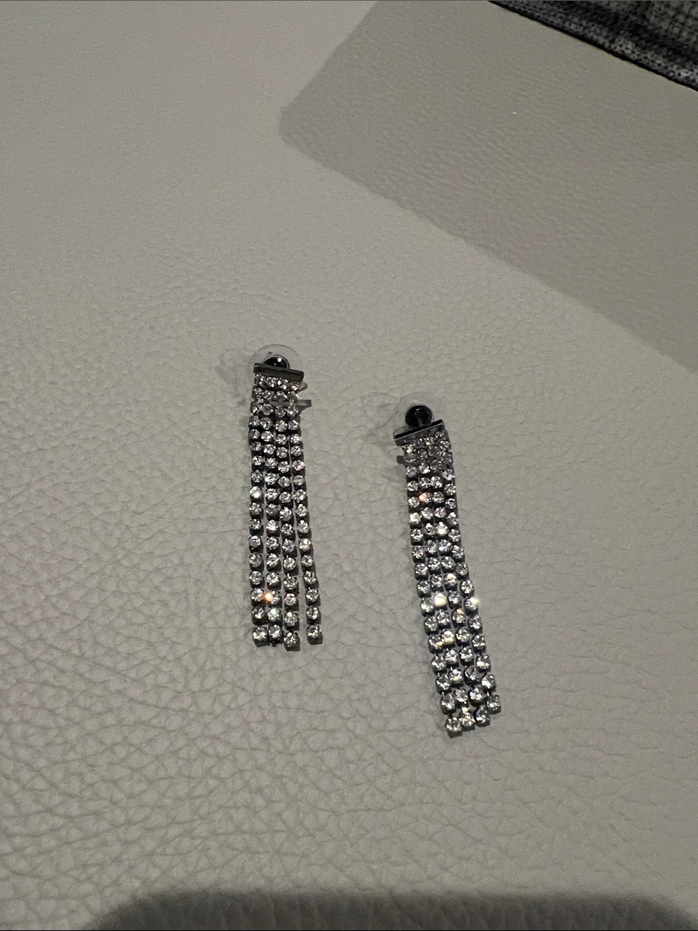 Draped Crystal Drop Earrings - Silver - Picture 2 of 6